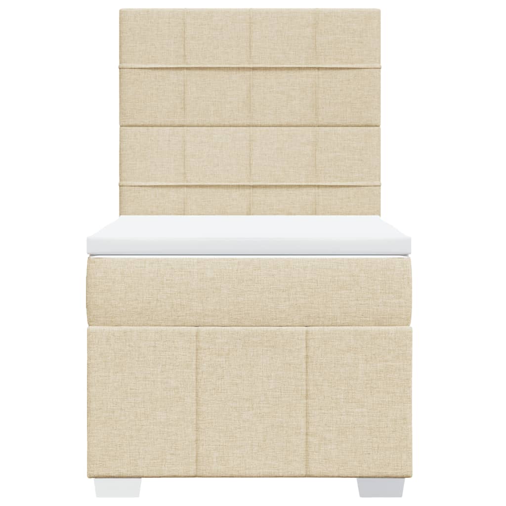 Pat box spring cu saltea, crem, 80x200 cm, textil GartenMobel Dekor