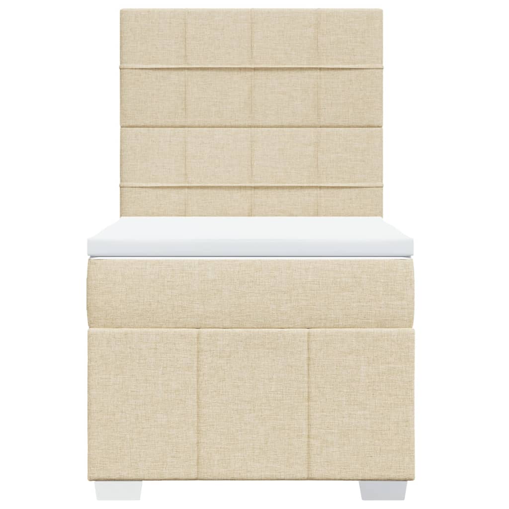 Pat box spring cu saltea, crem, 90x200 cm, textil GartenMobel Dekor