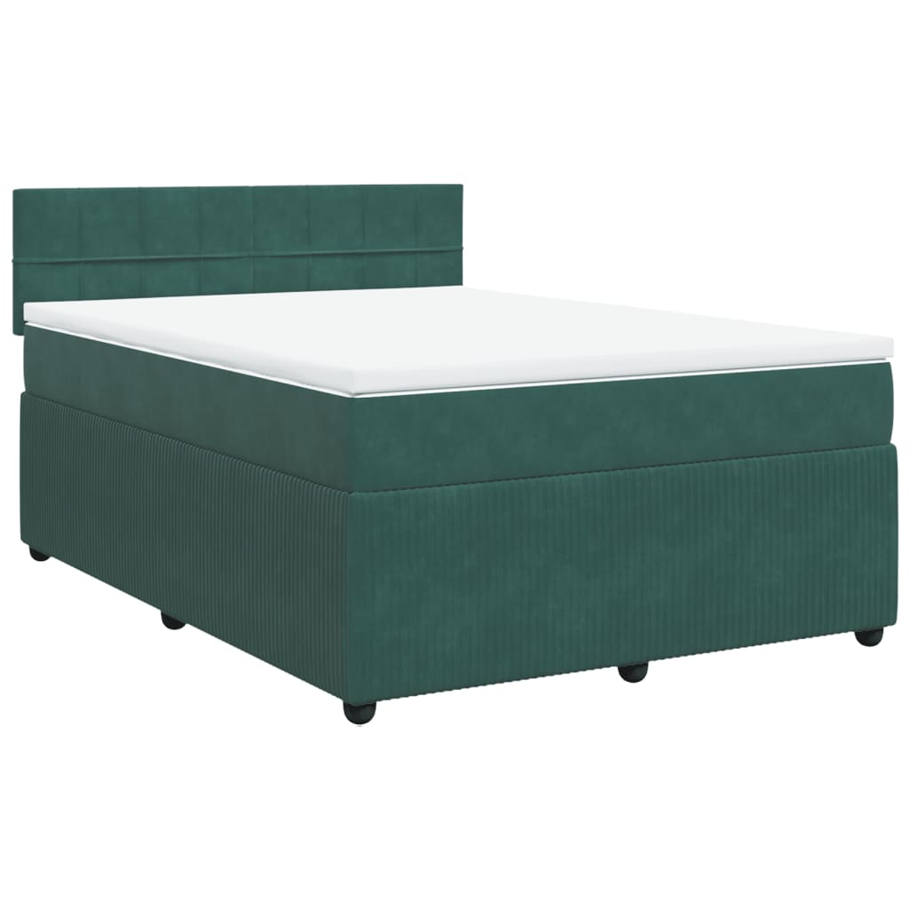 Pat box spring cu saltea, verde închis, 140x190 cm, catifea GartenMobel Dekor