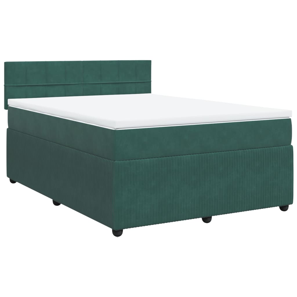 Pat box spring cu saltea, verde închis, 140x190 cm, catifea GartenMobel Dekor