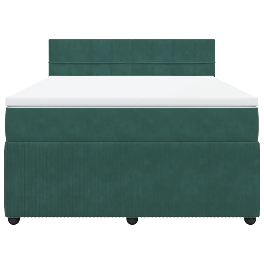Pat box spring cu saltea, verde închis, 140x190 cm, catifea GartenMobel Dekor
