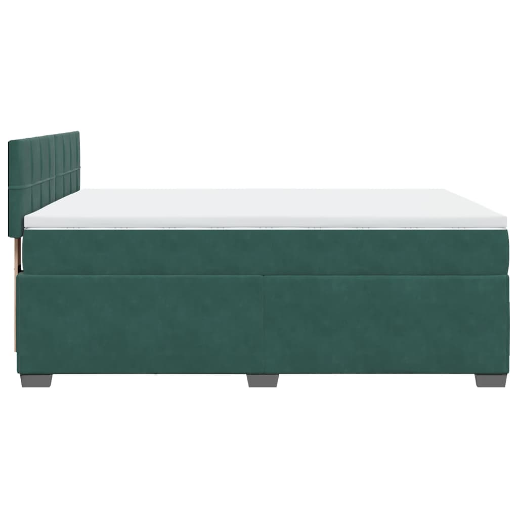 Pat box spring cu saltea, verde închis, 140x190 cm, catifea GartenMobel Dekor