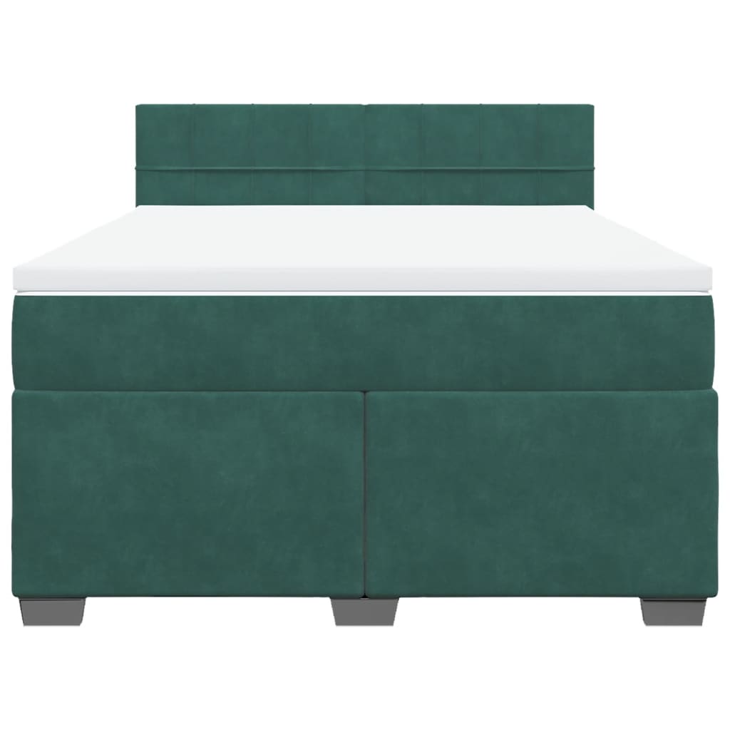 Pat box spring cu saltea, verde închis, 140x190 cm, catifea GartenMobel Dekor