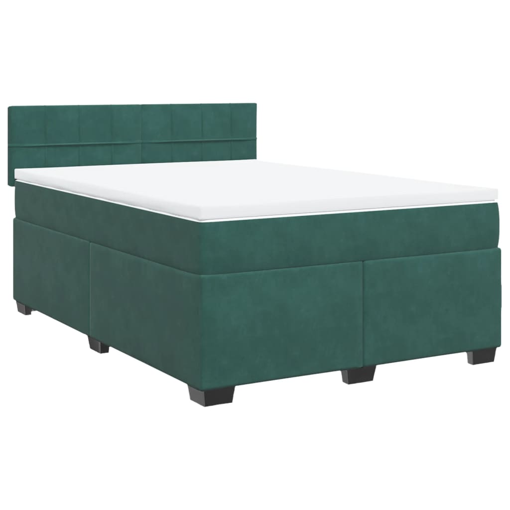 Pat box spring cu saltea, verde închis, 140x190 cm, catifea GartenMobel Dekor