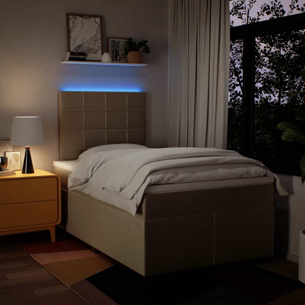 Pat box spring cu saltea, crem, 120x200 cm, textil GartenMobel Dekor