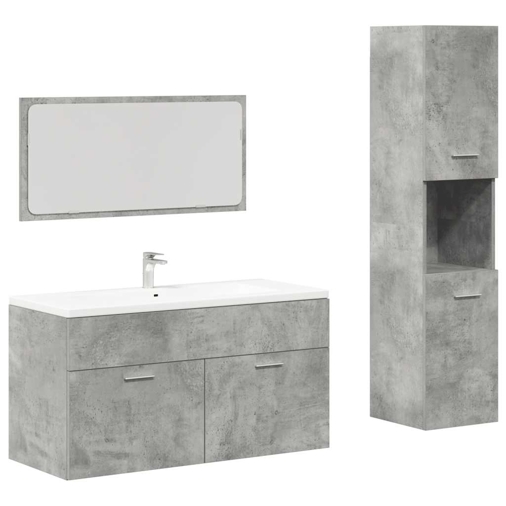 Set mobilier de baie, 3 piese, gri beton, lemn compozit GartenMobel Dekor
