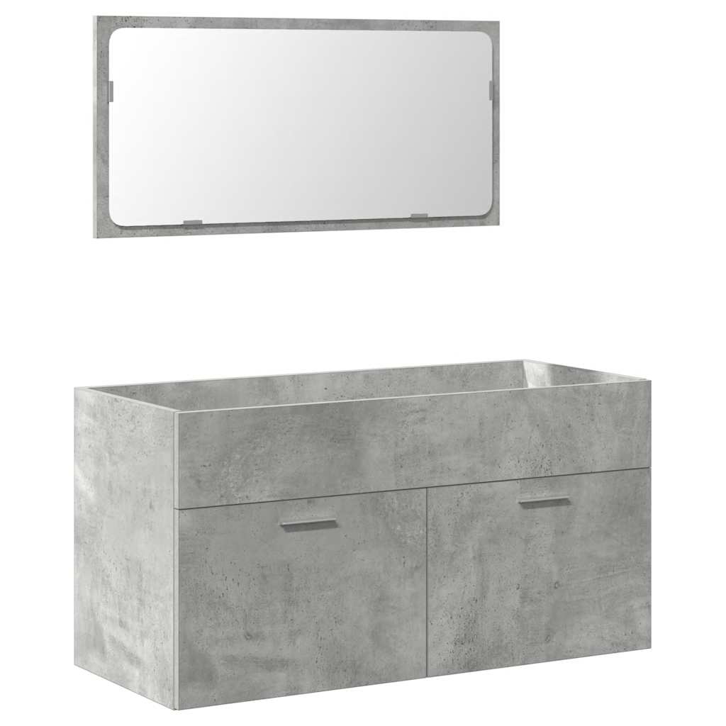 Set mobilier de baie, 3 piese, gri beton, lemn compozit GartenMobel Dekor