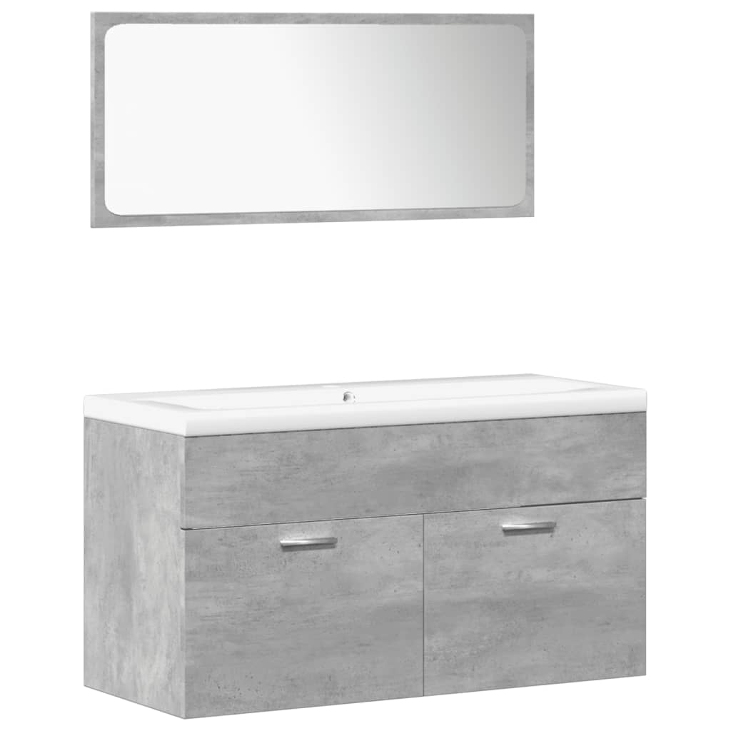 Set mobilier de baie, 5 piese, gri beton, lemn prelucrat GartenMobel Dekor