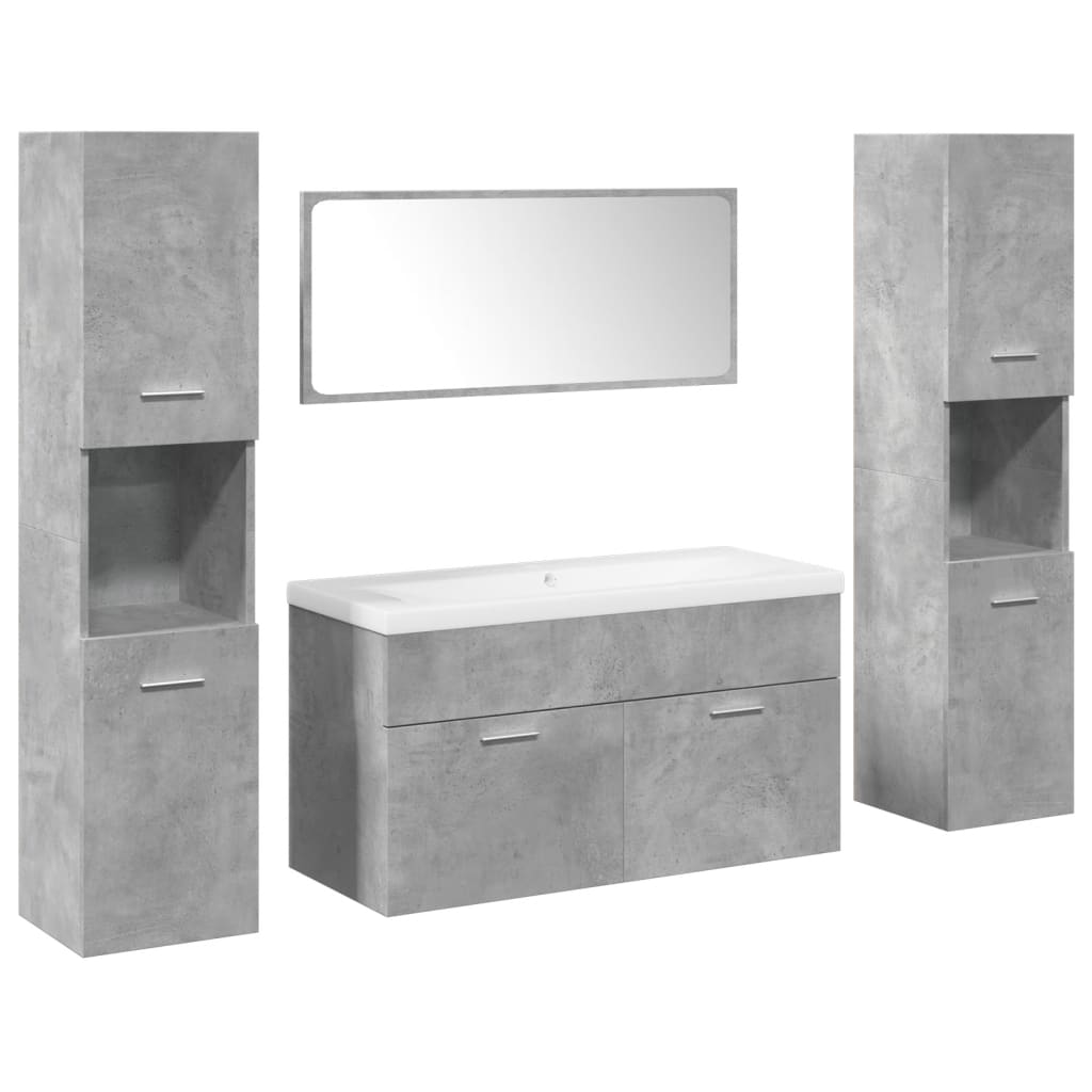 Set mobilier de baie, 5 piese, gri beton, lemn prelucrat GartenMobel Dekor