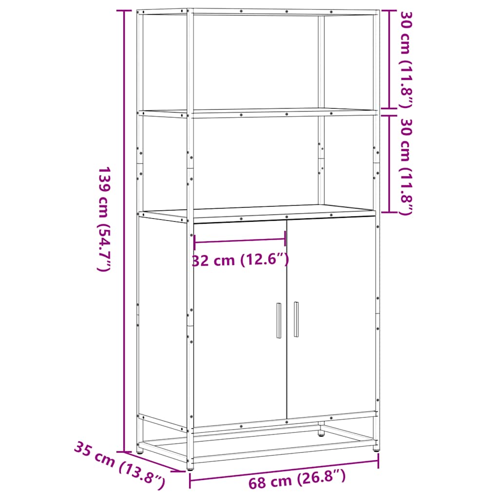 Dulapuru Stejar Sonoma 68x35x139 cm lemn și metal prelucrat GartenMobel Dekor