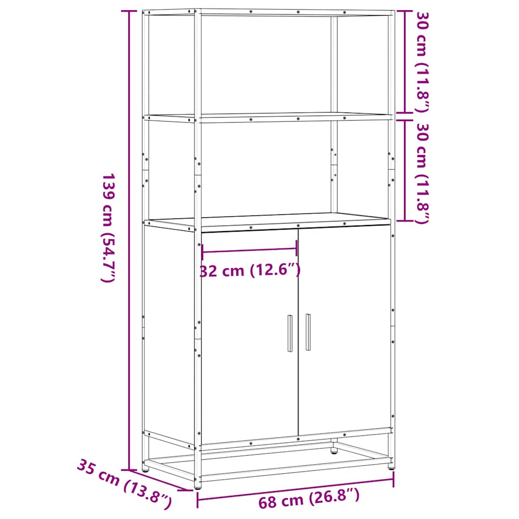 Dulapuru Stejar maro 68x35x139 cm lemn și metal prelucrat GartenMobel Dekor
