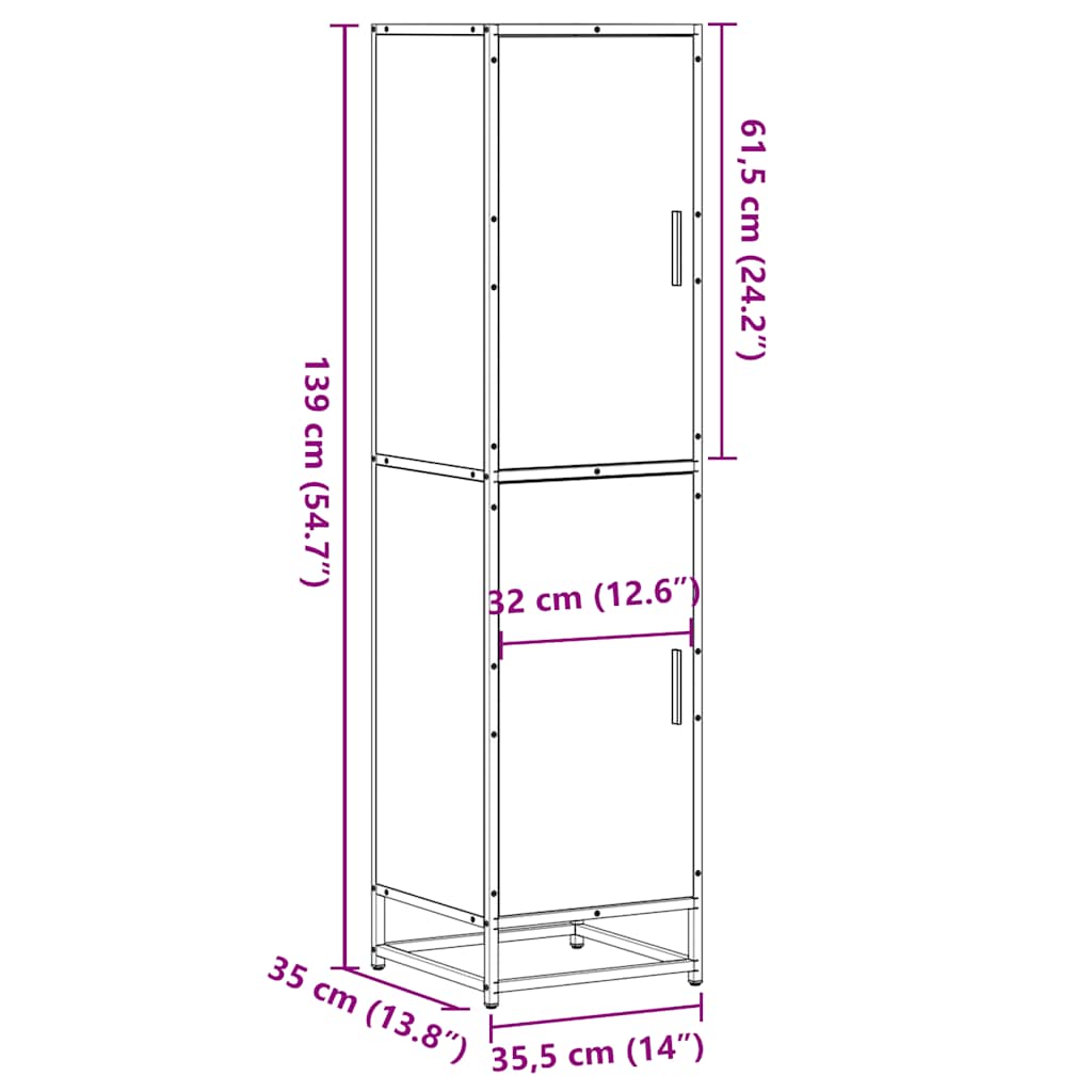 Dulapuru stejar maro 35,5x35x139 cm lemn și metal prelucrat GartenMobel Dekor