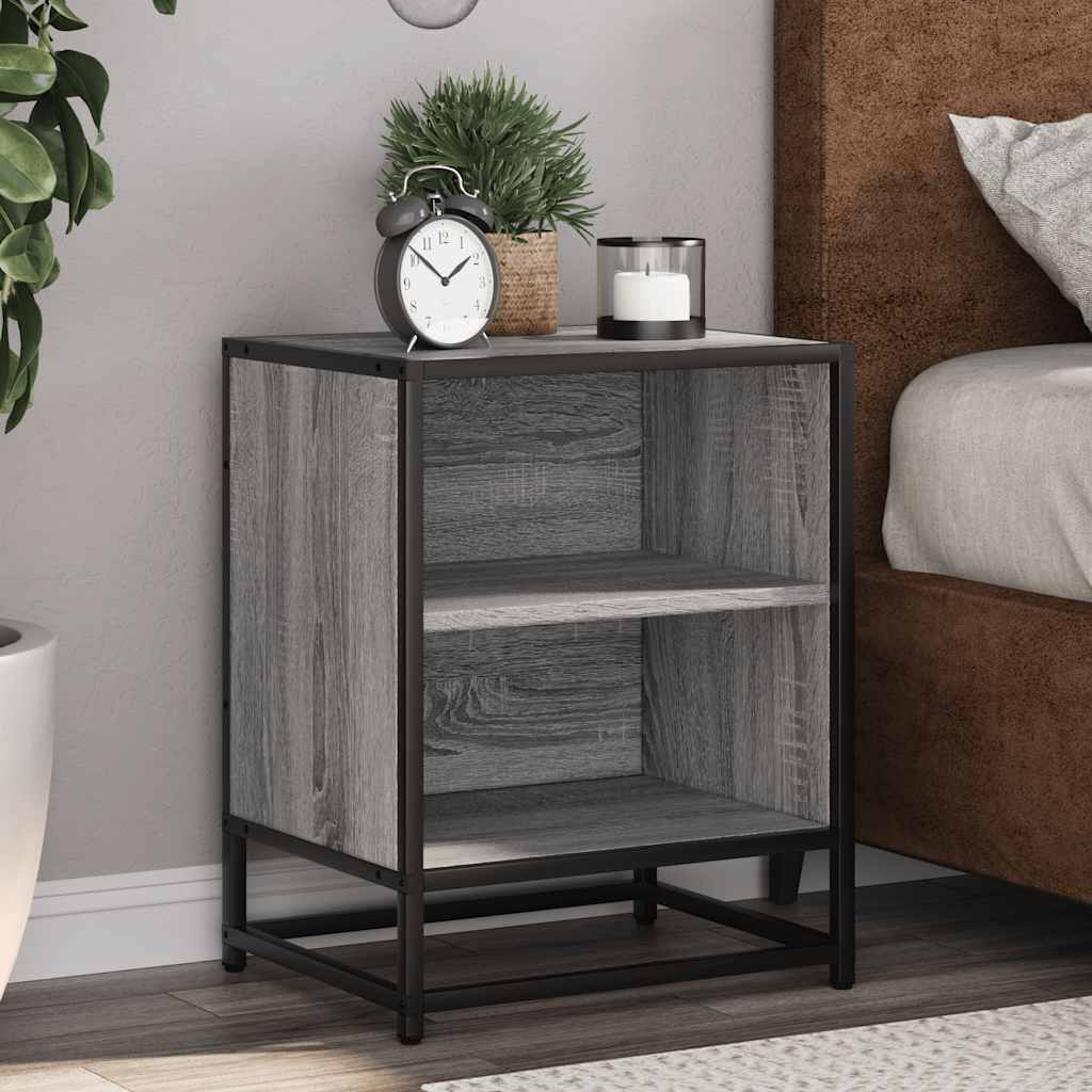 Noptiera gri Sonoma 40x31x50 cm lemn prelucrat si metal GartenMobel Dekor