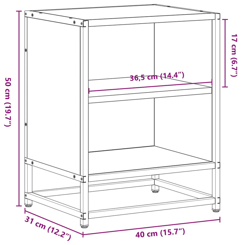 Noptiera gri Sonoma 40x31x50 cm lemn prelucrat si metal GartenMobel Dekor