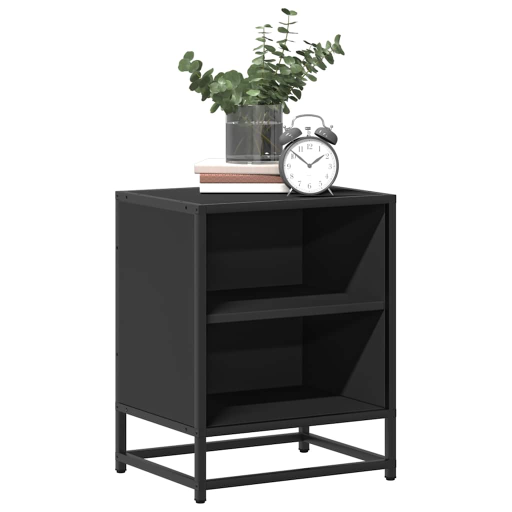 Noptiera neagra 40x31x50 cm lemn prelucrat si metal GartenMobel Dekor