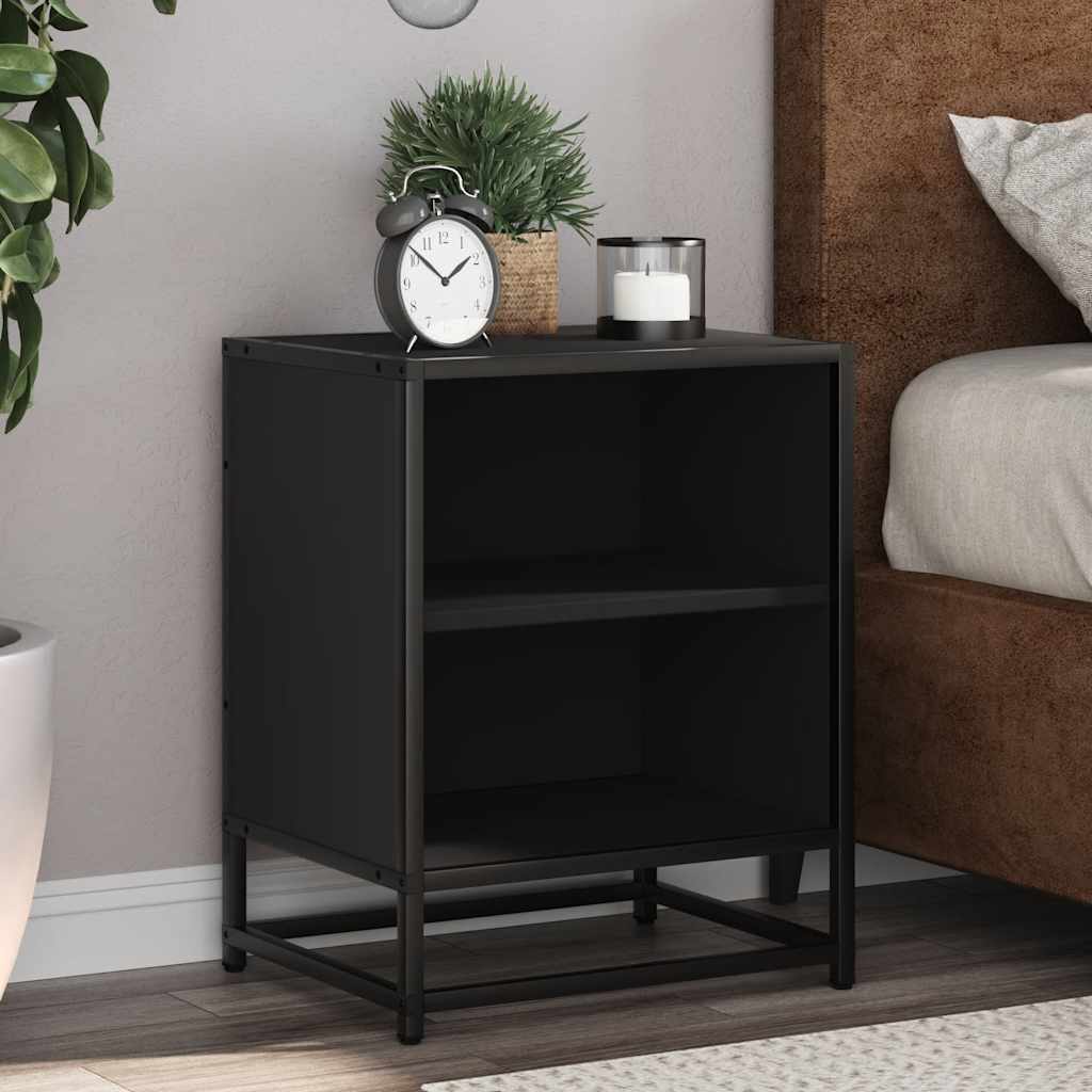 Noptiera neagra 40x31x50 cm lemn prelucrat si metal GartenMobel Dekor