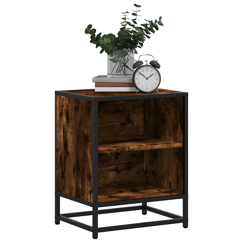Noptiera stejar afumat 40x31x50 cm lemn prelucrat si metal GartenMobel Dekor