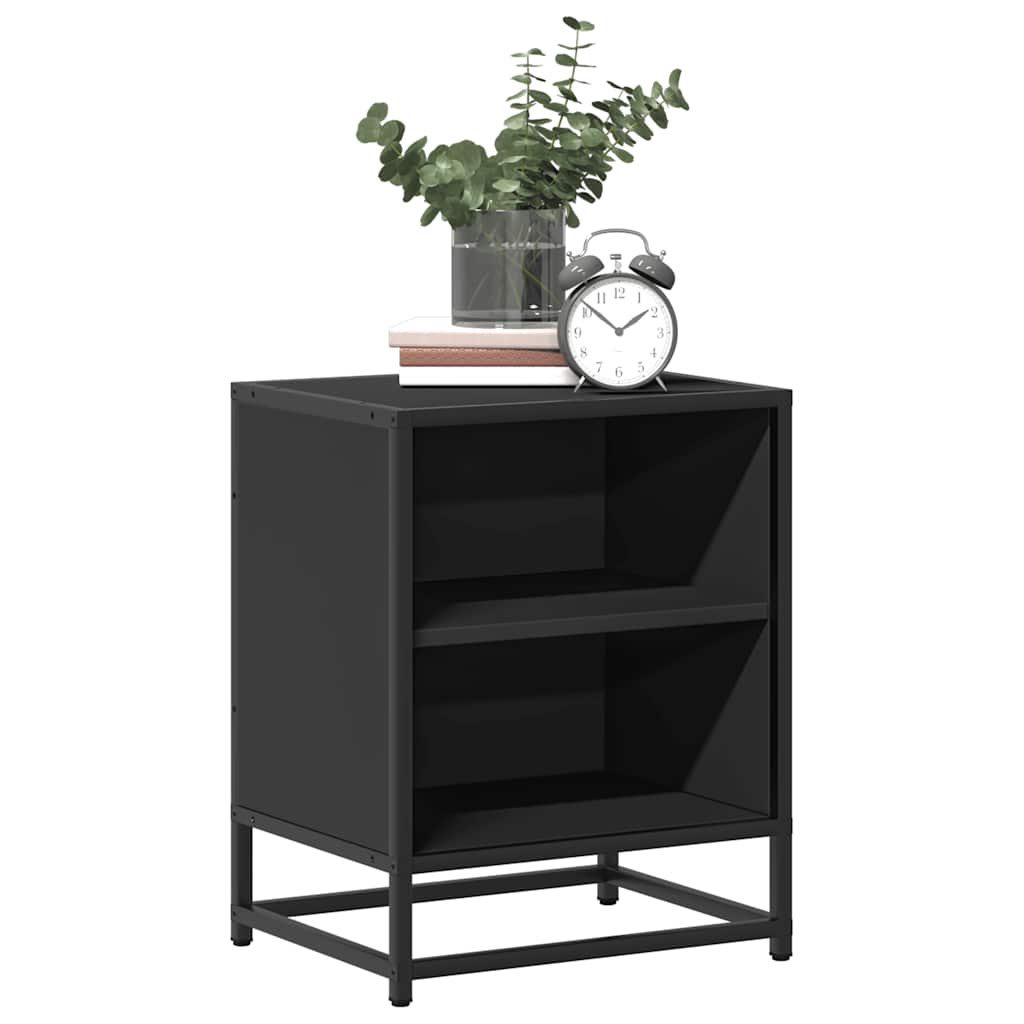 Noptiere 2 buc Negru 40x31x50 cm Lemn și metal prelucrat GartenMobel Dekor