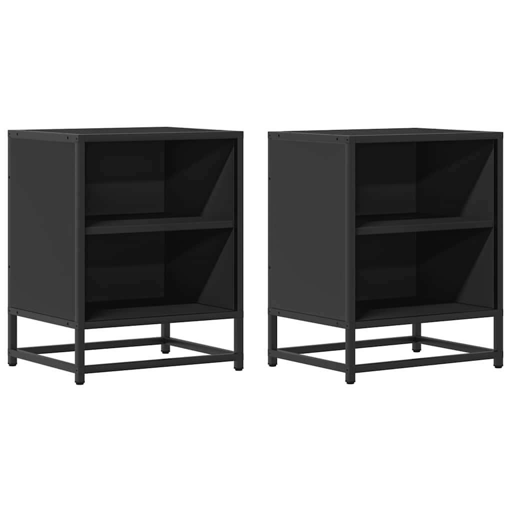 Noptiere 2 buc Negru 40x31x50 cm Lemn și metal prelucrat GartenMobel Dekor