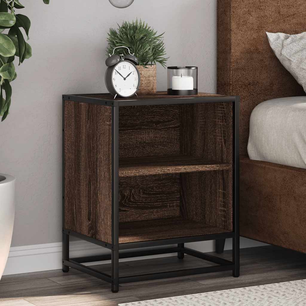 Noptiere 2 buc Stejar maro 40x31x50 cm Lemn prelucrat și metal GartenMobel Dekor