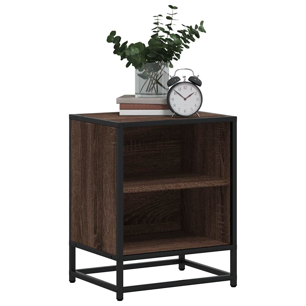 Noptiere 2 buc Stejar maro 40x31x50 cm Lemn prelucrat și metal GartenMobel Dekor