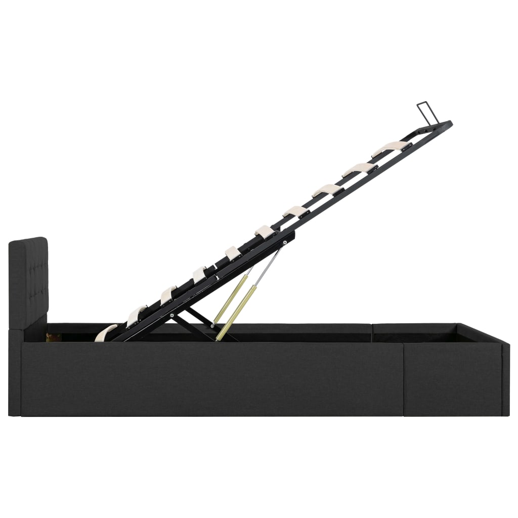 Cadru pat hidraulic, ladă, gri închis, 100 x 200 cm, textil  GartenMobel Dekor