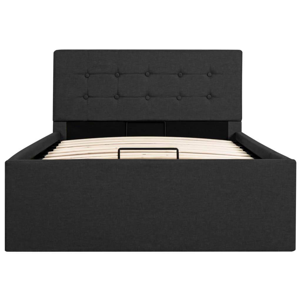 Cadru pat hidraulic, ladă, gri închis, 100 x 200 cm, textil  GartenMobel Dekor