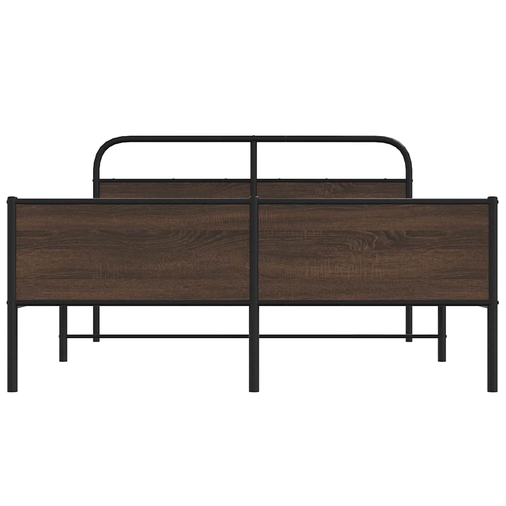 Cadru pat metalic fără saltea, stejar maro, 150x200 cm GartenMobel Dekor