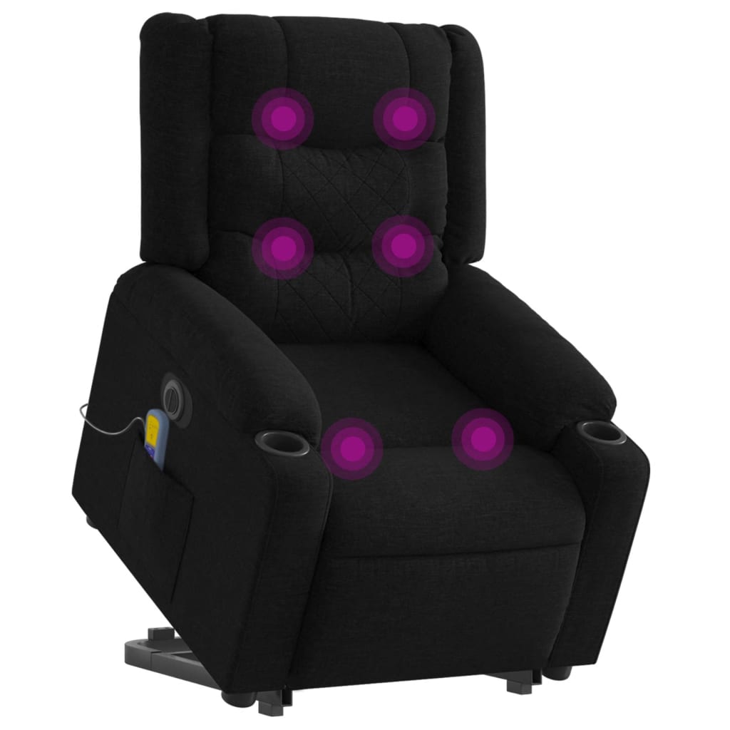 Fotoliu electric de masaj rabatabil cu ridicare, negru, textil GartenMobel Dekor