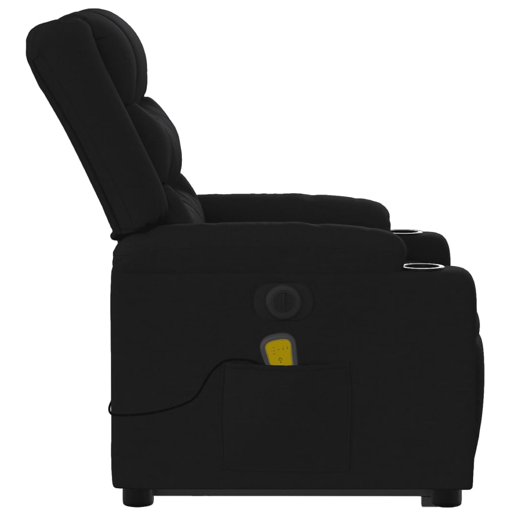 Fotoliu electric de masaj rabatabil cu ridicare, negru, textil GartenMobel Dekor