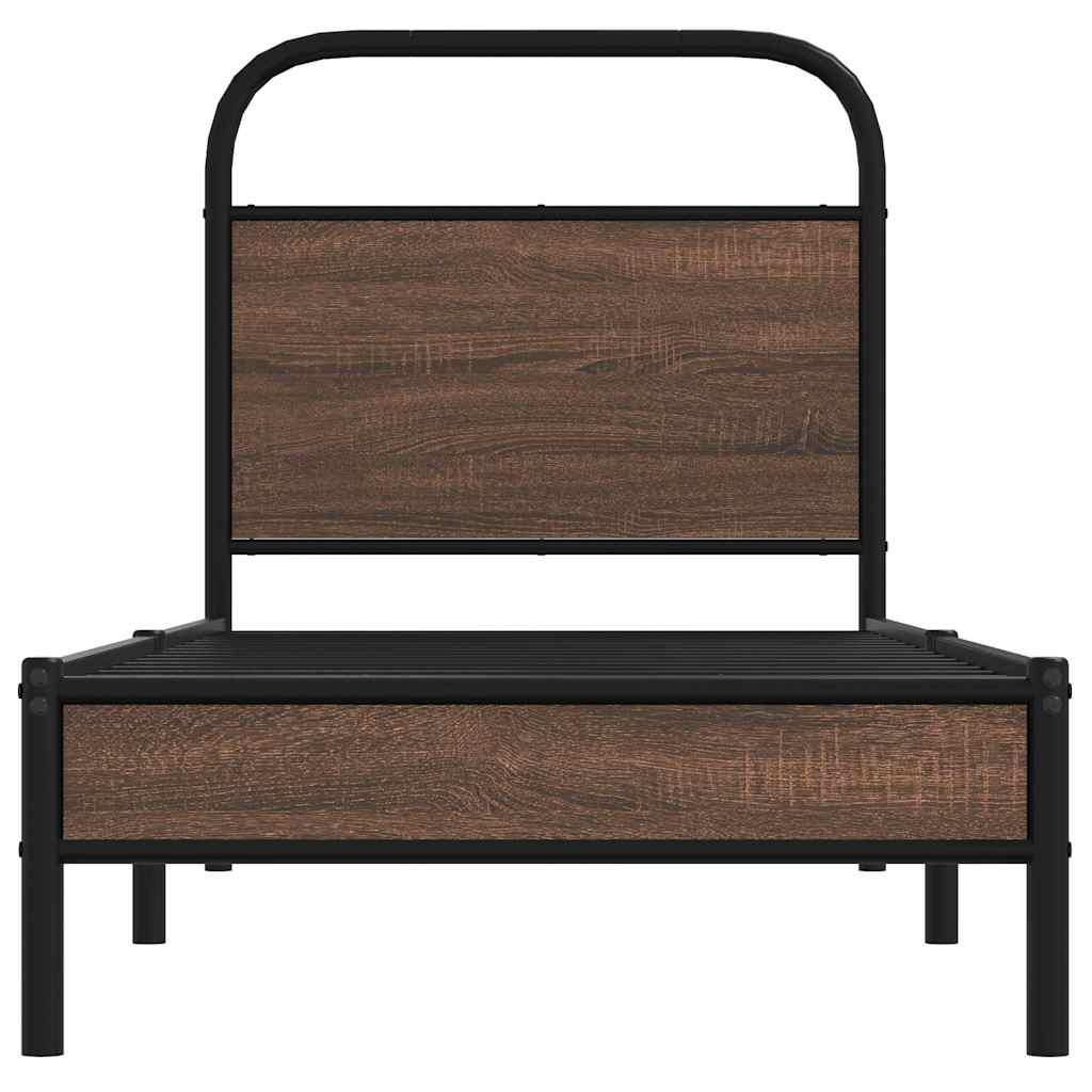 Cadru de pat fără saltea 80x200cm Stejar maro lemn prelucrat GartenMobel Dekor