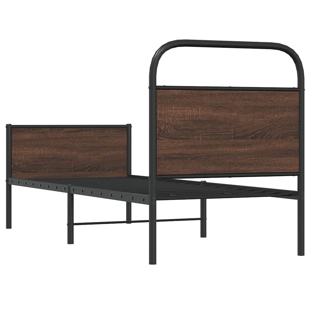 Cadru pat fără saltea, stejar maro 75x190 cm lemn prelucrat GartenMobel Dekor