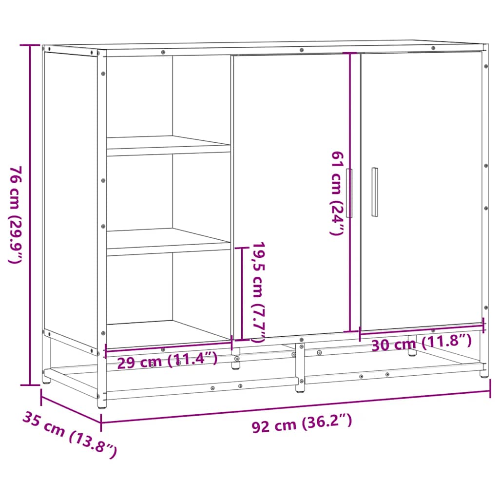 Dulap, gri sonoma, 92x35x76 cm, lemn prelucrat GartenMobel Dekor