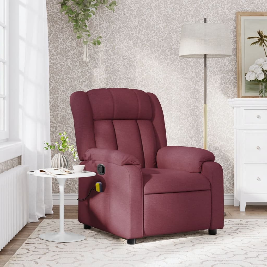 Fotoliu de masaj rabatabil, roșu vin, material textil GartenMobel Dekor