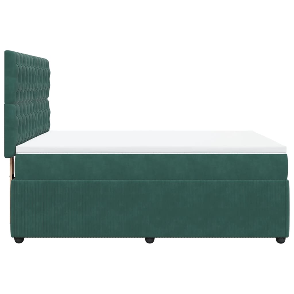 Pat box spring cu saltea, verde închis, 140x200 cm, catifea GartenMobel Dekor