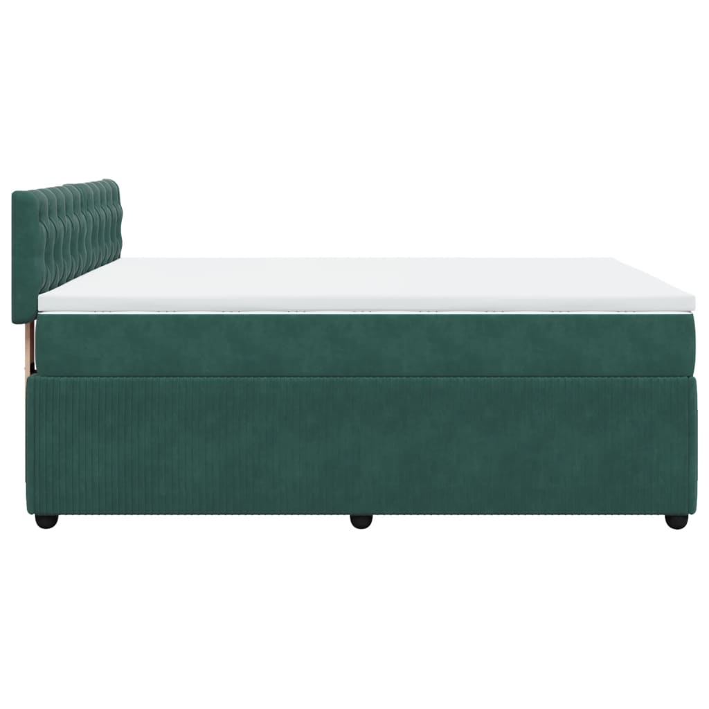 Pat box spring cu saltea, verde închis, 140x200 cm, catifea GartenMobel Dekor
