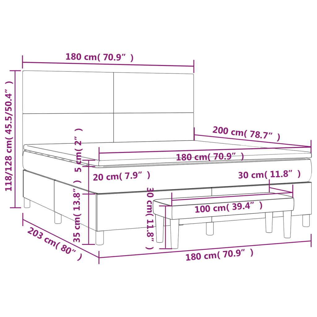 Pat box spring cu saltea, cappuccino, 180x200cm piele ecologică GartenMobel Dekor