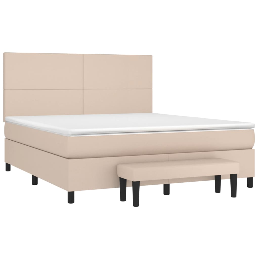 Pat box spring cu saltea, cappuccino, 180x200cm piele ecologică GartenMobel Dekor
