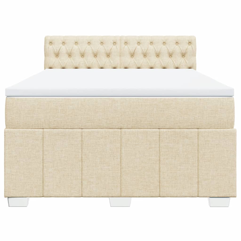 Pat box spring cu saltea, crem, 160x200 cm, material textil GartenMobel Dekor