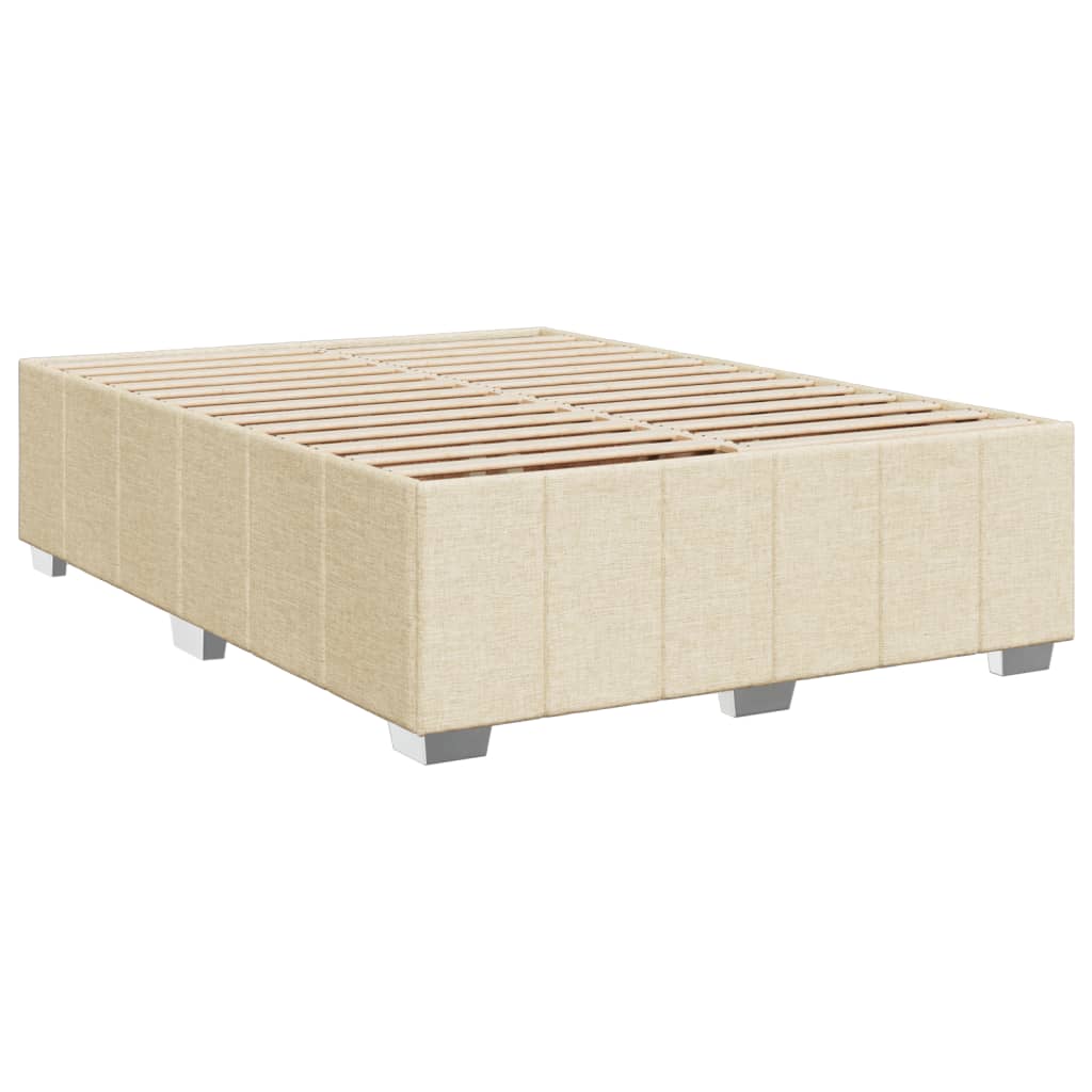 Pat box spring cu saltea, crem, 160x200 cm, material textil GartenMobel Dekor