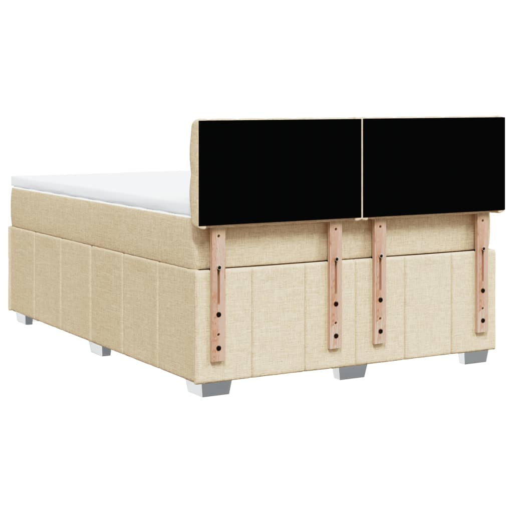 Pat box spring cu saltea, crem, 160x200 cm, material textil GartenMobel Dekor