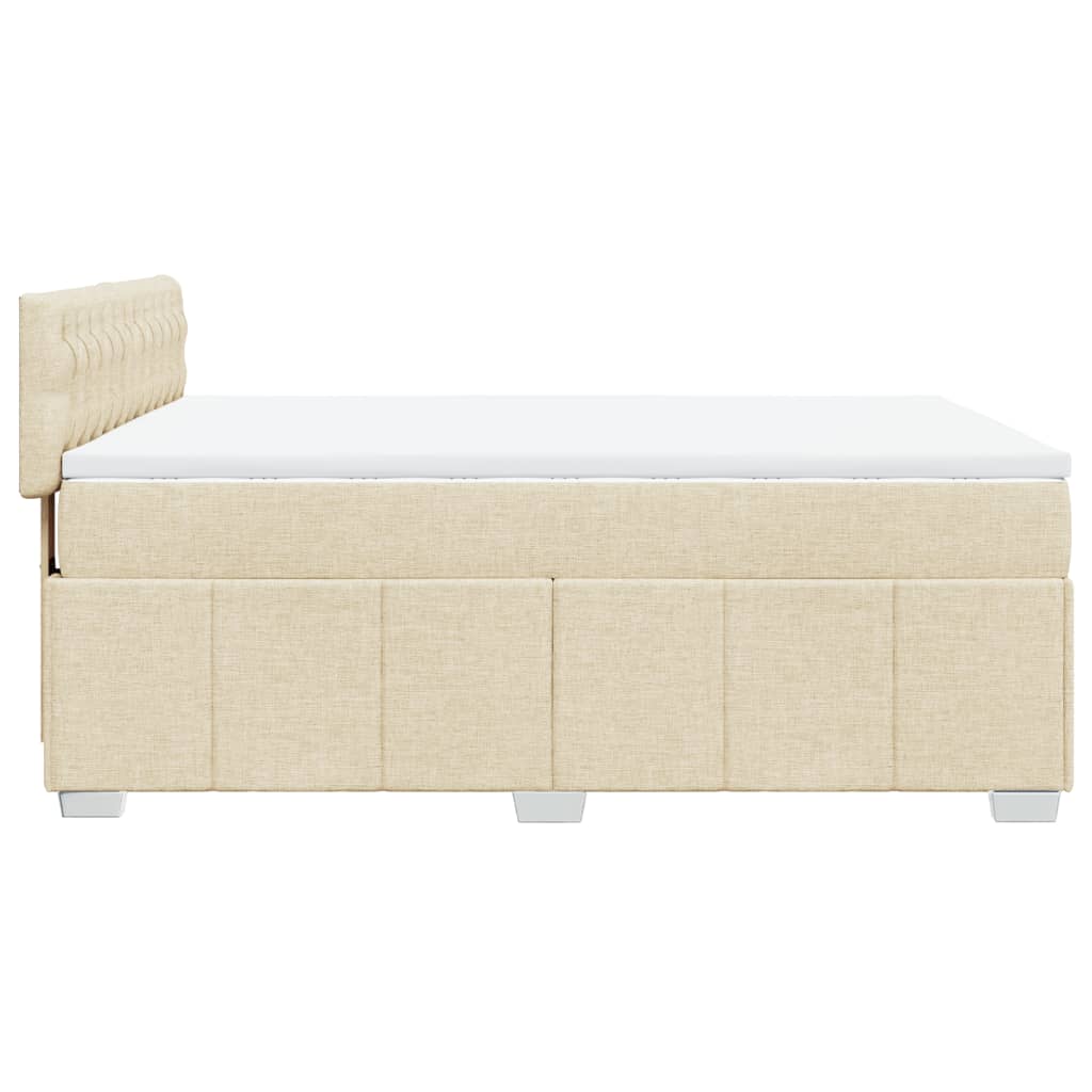 Pat box spring cu saltea, crem, 160x200 cm, material textil GartenMobel Dekor