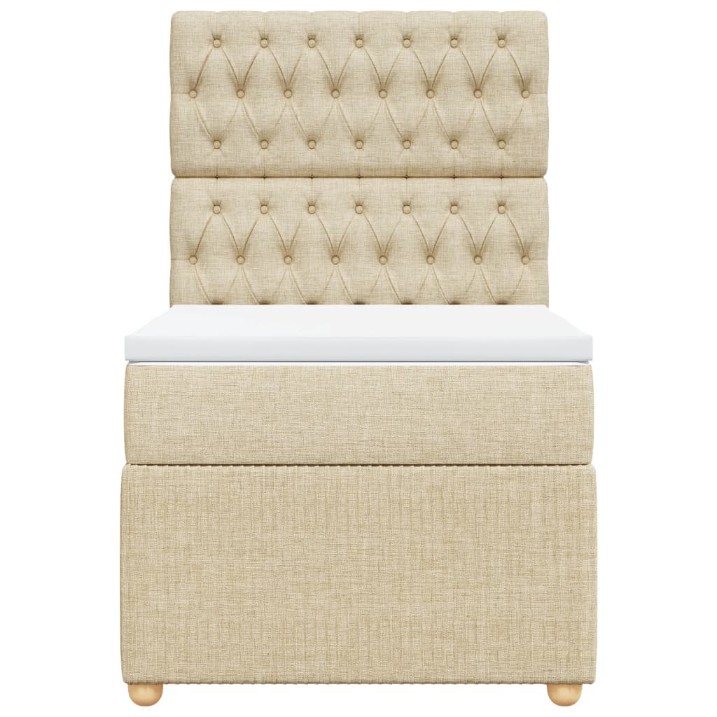 Pat box spring cu saltea, crem, 80x200 cm, textil GartenMobel Dekor