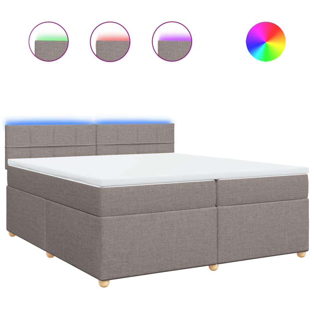 Pat box spring cu saltea, gri taupe, 200x200 cm, textil GartenMobel Dekor
