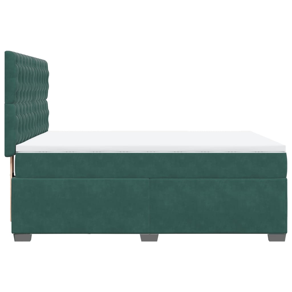 Pat box spring cu saltea, verde închis, 160x200 cm, catifea GartenMobel Dekor