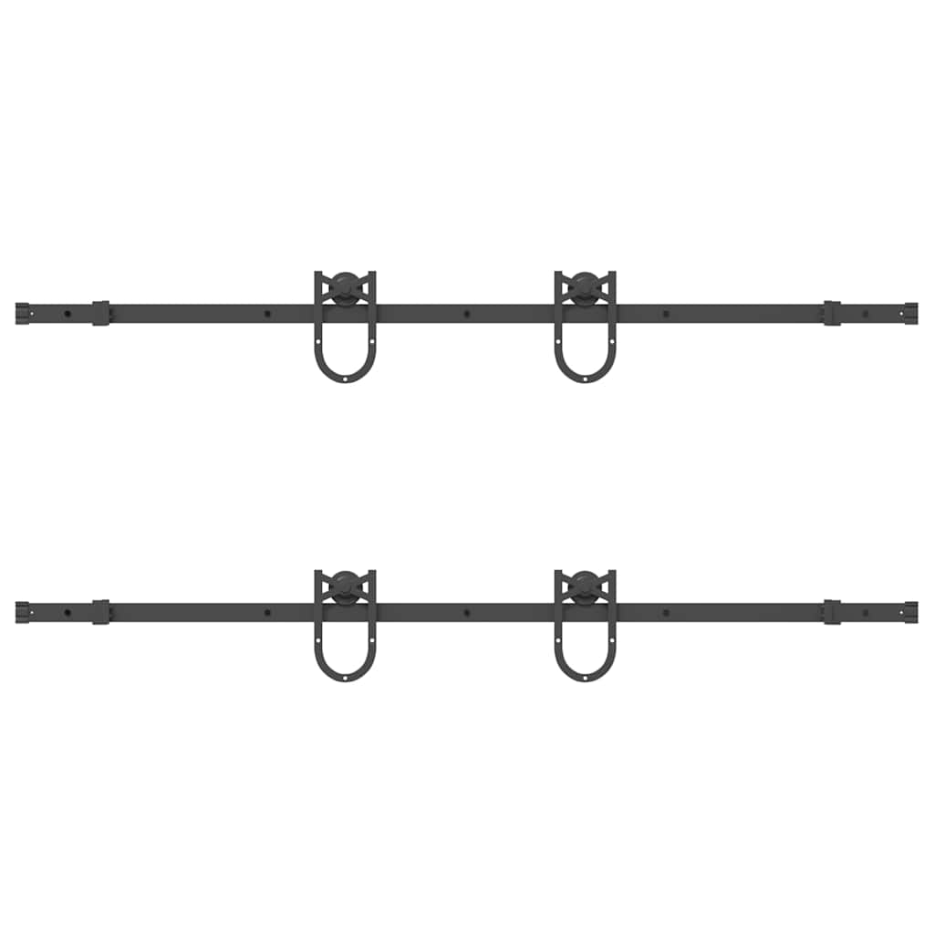 Set feronerie pentru ușă glisantă, negru, 183 cm, oțel GartenMobel Dekor