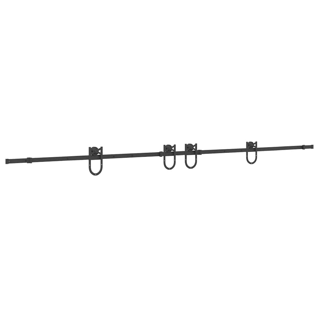 Set feronerie pentru ușă glisantă, negru, 183 cm, oțel GartenMobel Dekor