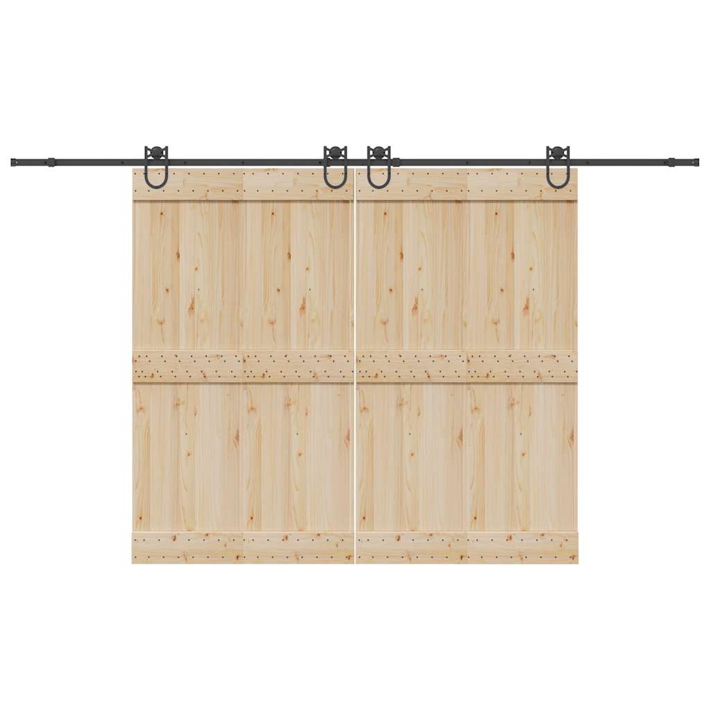 Set feronerie pentru ușă glisantă, negru, 183 cm, oțel GartenMobel Dekor