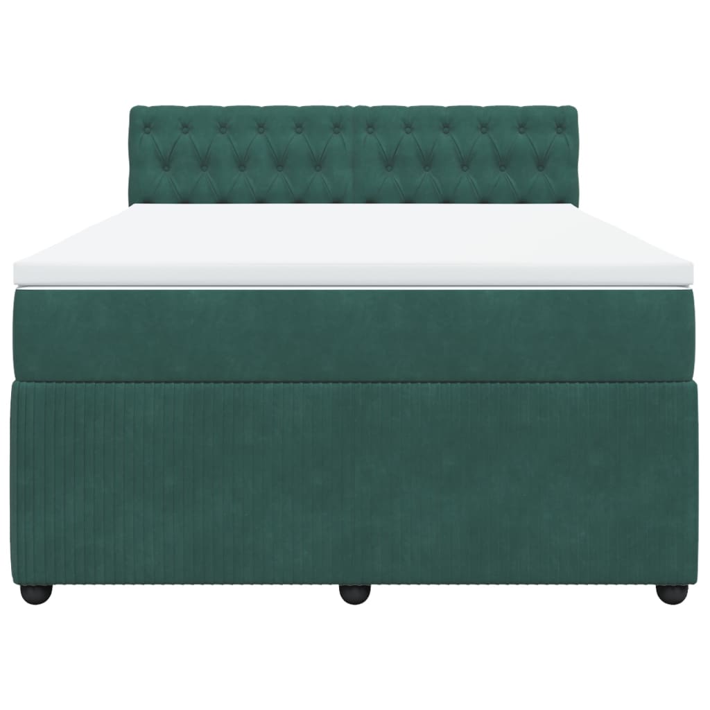 Pat box spring cu saltea, verde închis, 140x190 cm, catifea GartenMobel Dekor