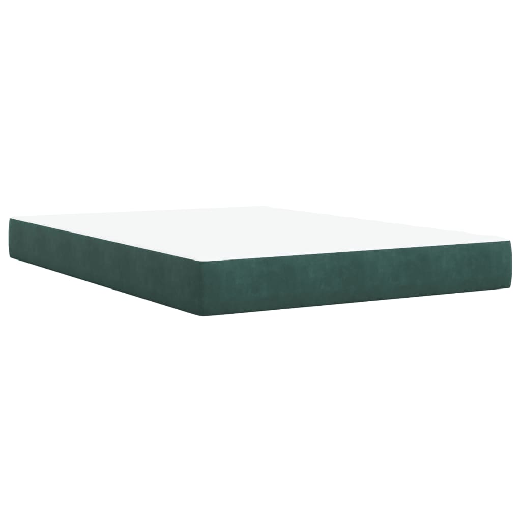 Pat box spring cu saltea, verde închis, 140x190 cm, catifea GartenMobel Dekor
